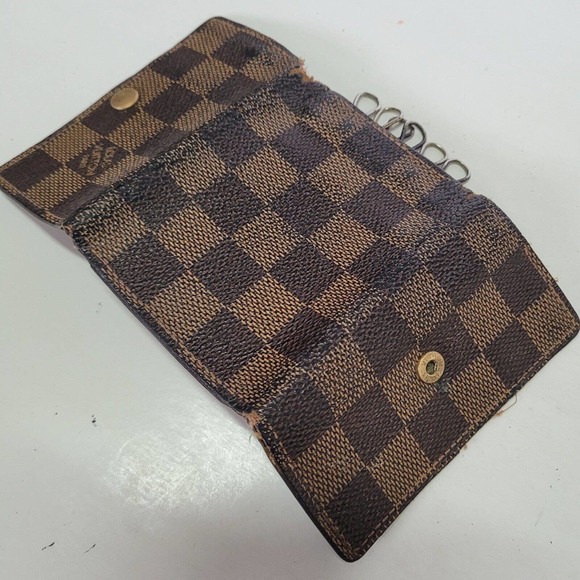 Authentic Louis Vuitton Damier Multicles 6 Key Hooks Case Brown Small Check - Picture 7 of 11